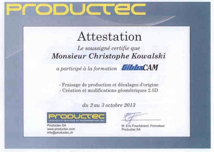 attestation Productec